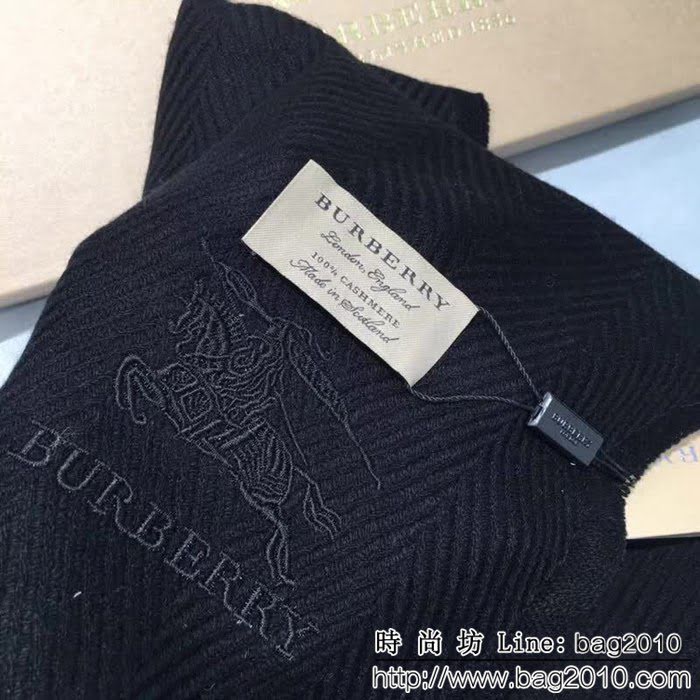 BURBERRY巴寶莉 經典男士爆款 黑灰羊絨圍巾 LLWJ6782